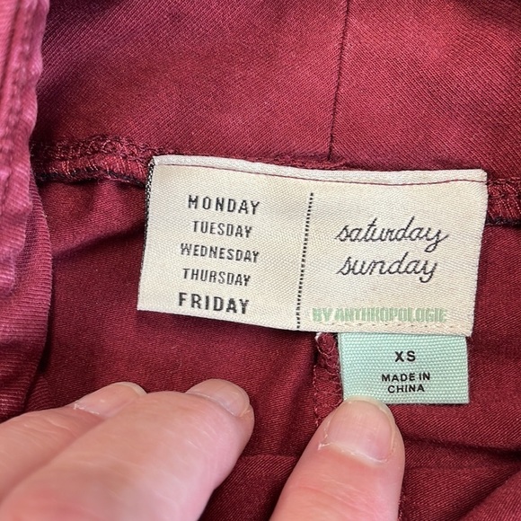 Saturday Sunday Anthropologie NWT Ruthie Wine High Rise Curve Hem Leggings - Picture 9 of 14